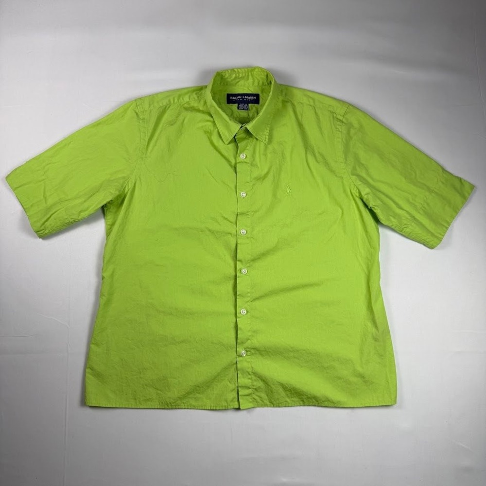 Ralph Lauren Polo Golf Womens Size 12 Lime Green Cotton Short Sleeve Button Top